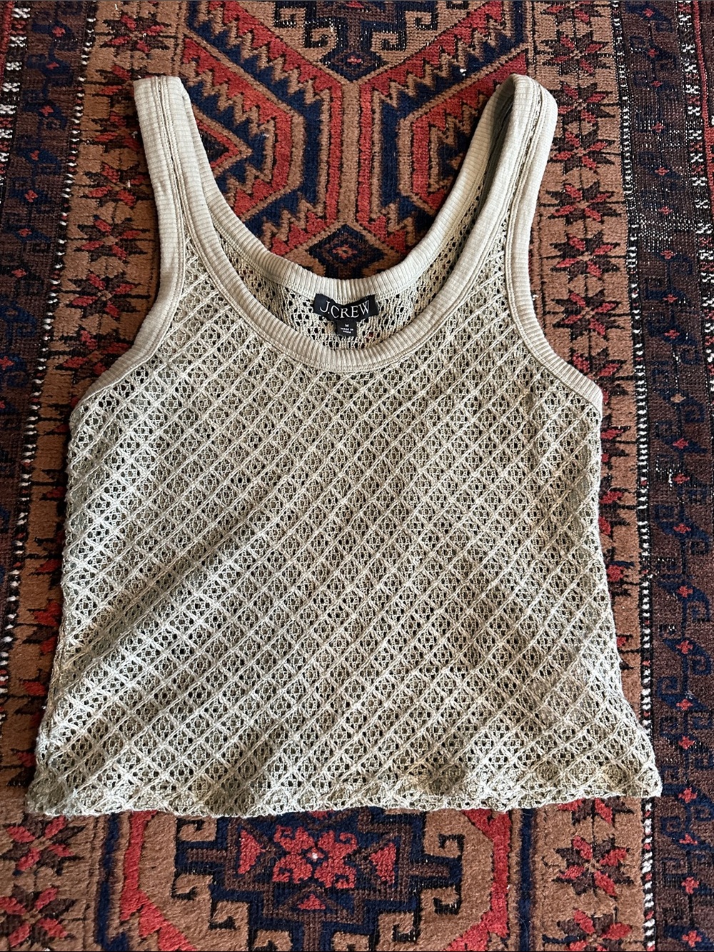 J. Crew Beige Crochet Tank